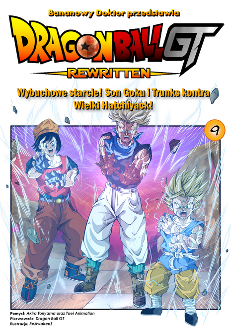 Okładka Rozdziału 9: Grupowa Garlic Kamehameha Son Goku, Trunksa i Pan